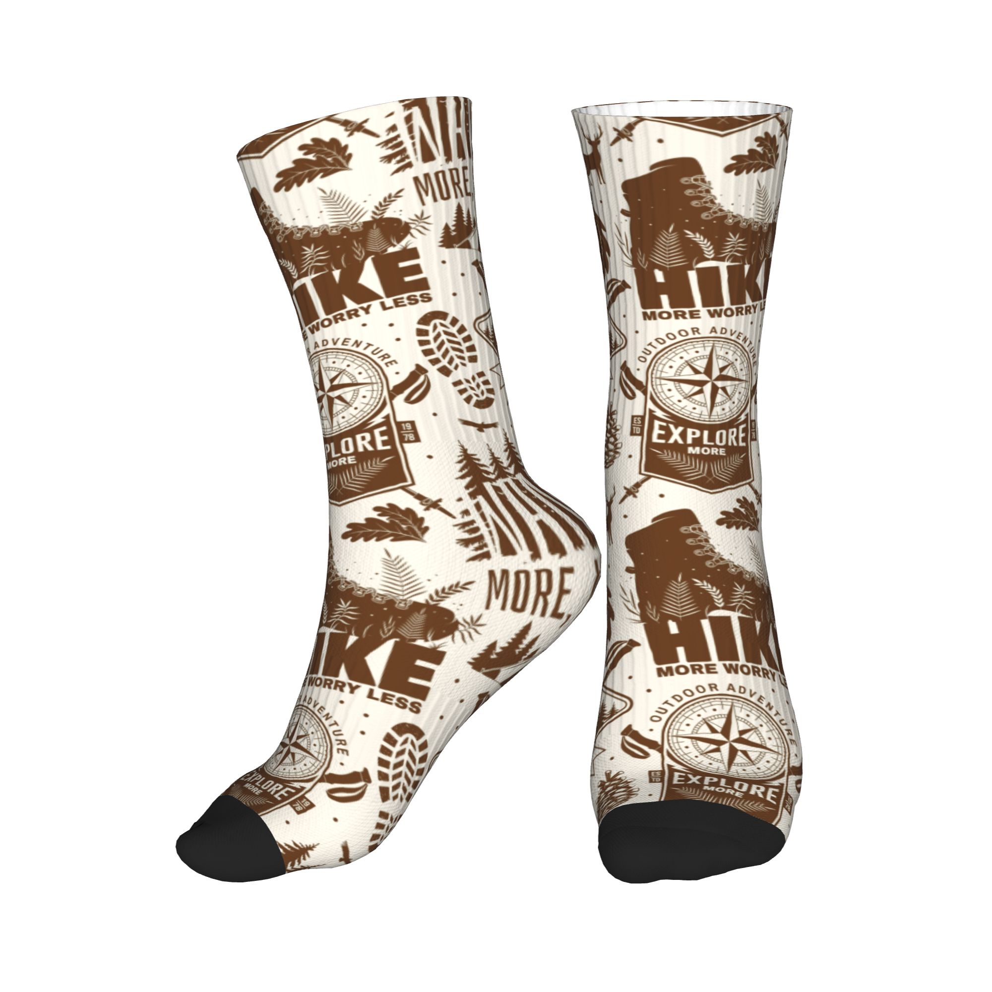 Dress Sock Men - Meias masculinas vintage marrom para caminhada,